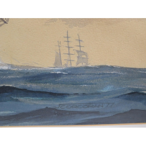 7 - John Corcoran '3 masted cutter' watercolor 36x46cm signed 1977