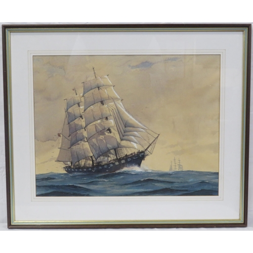 7 - John Corcoran '3 masted cutter' watercolor 36x46cm signed 1977