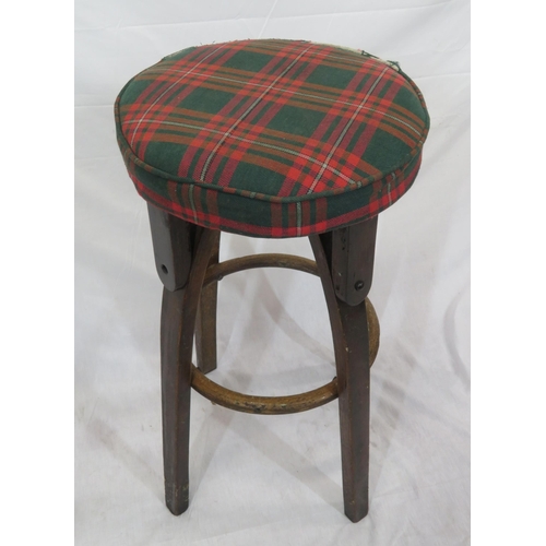 82 - Vintage oak round stool with tapering legs