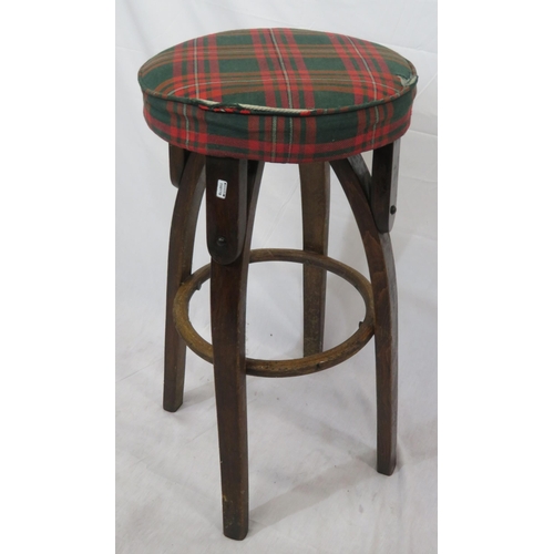 82 - Vintage oak round stool with tapering legs