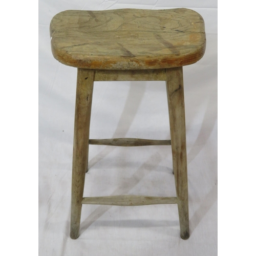 83 - Arts & Crafts style stool with tapering legs & stretchers