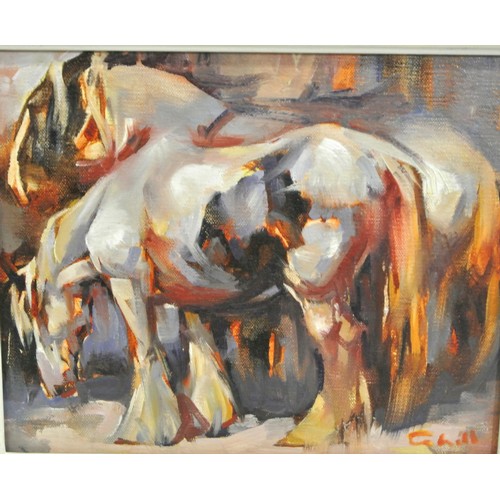 58 - Irish school 'Clydesdales' oil on board 20x24 signed