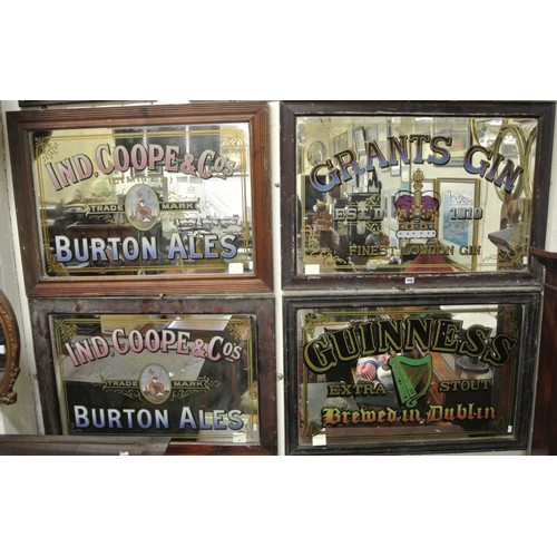 308 - Four pub signs 'Burton Ales', 'Grants Gin', 'Burton Ales', &'Guinness'