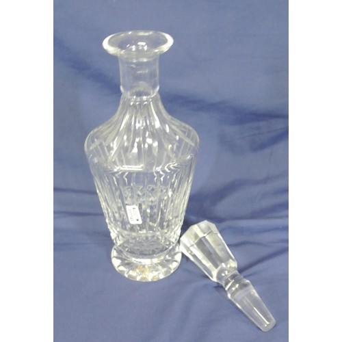 282 - Crystal cut glass decanter of round tapering form with faceted & strawberry diamond decoration, roun... 