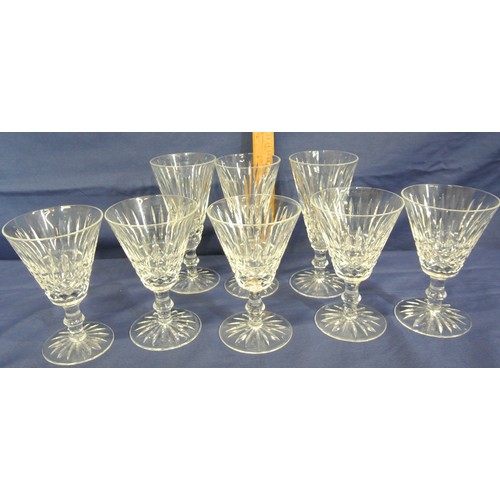 284 - Mixed set of Waterford Crystal sherry glasses with strawberry diamond & faceted decoration, knop ste... 