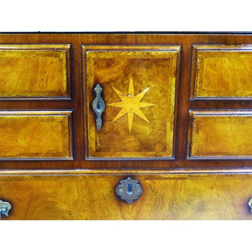 95 - Edwardian design walnut and satinwood inlaid Television cabinet with pull put slide-in front, drawer... 