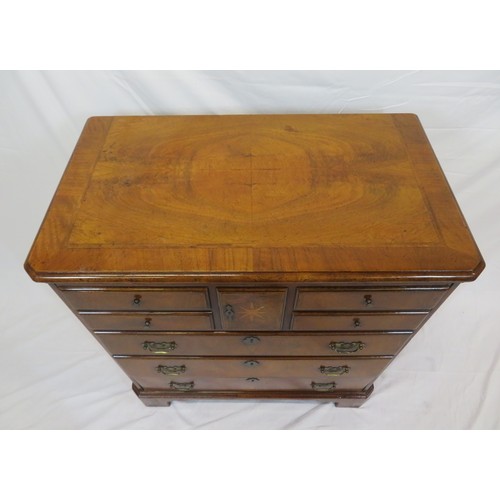 95 - Edwardian design walnut and satinwood inlaid Television cabinet with pull put slide-in front, drawer... 