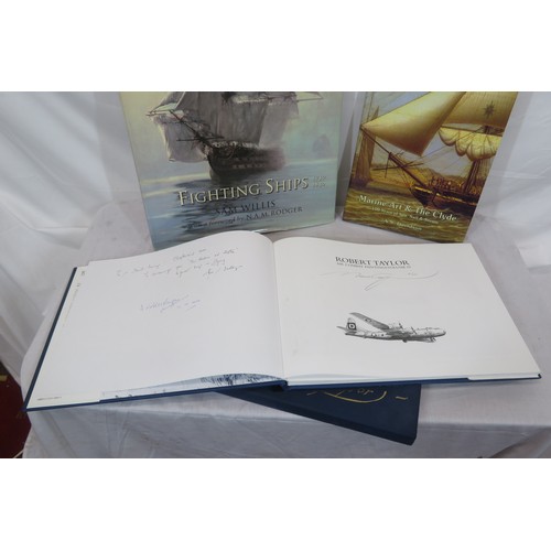 123 - 3 books: Robert Taylor 'Air Combat Paintings', Sam Willis 'Fighting Ships' & 'As Davidson 'Marine Ar... 