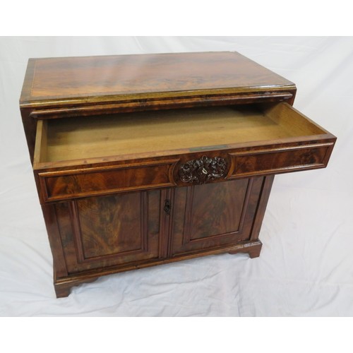 290 - Dutch inlaid walnut and mahogany cabinet with frieze drawer, foliate carved front, panelled doors an... 