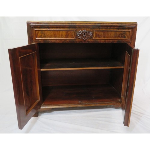 290 - Dutch inlaid walnut and mahogany cabinet with frieze drawer, foliate carved front, panelled doors an... 