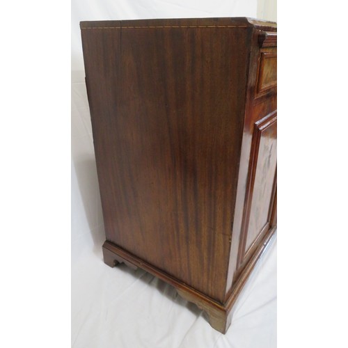 290 - Dutch inlaid walnut and mahogany cabinet with frieze drawer, foliate carved front, panelled doors an... 