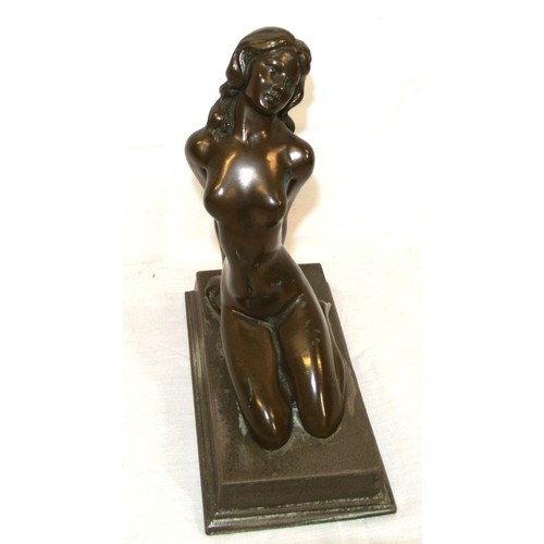 332 - Bronze figure 'Kneeling Lady' on oblong baze