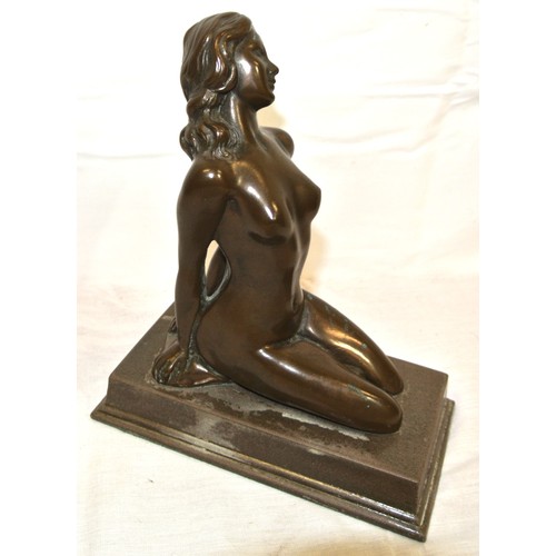 332 - Bronze figure 'Kneeling Lady' on oblong baze