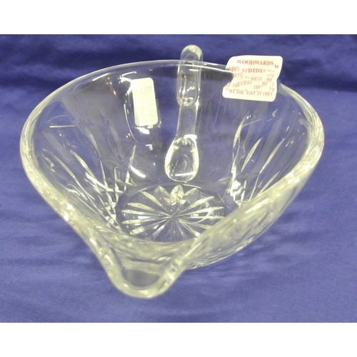 289 - Waterford Crystal cut glass sauce boat with shaped handle