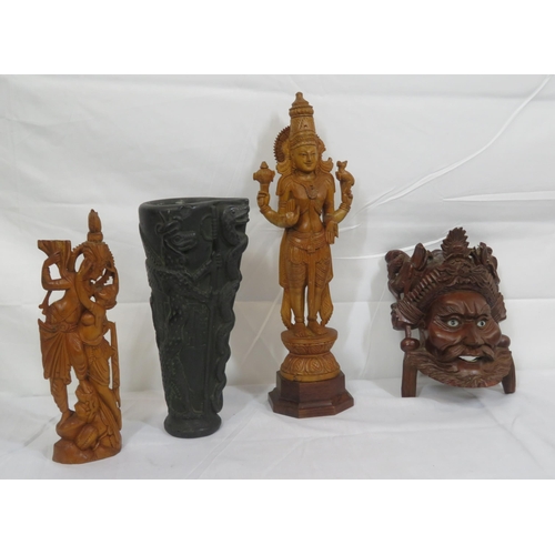 158 - Assorted lot of Oriental carved figures in box