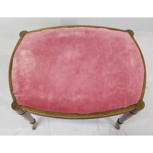 231 - Victorian style bow fronted stool with upholstered top & shaped legs