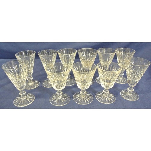 279 - Mixed set of Waterford Crystal sherry glasses with strawberry diamond & faceted decoration, knop ste... 