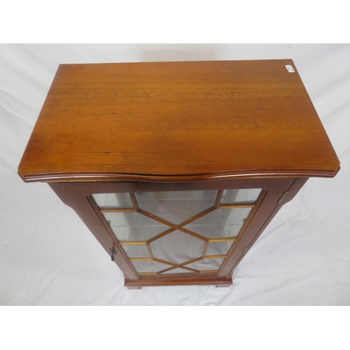 111 - Edwardian design yew bookcase with astragal glazed door, glass shelving, on bracket feet