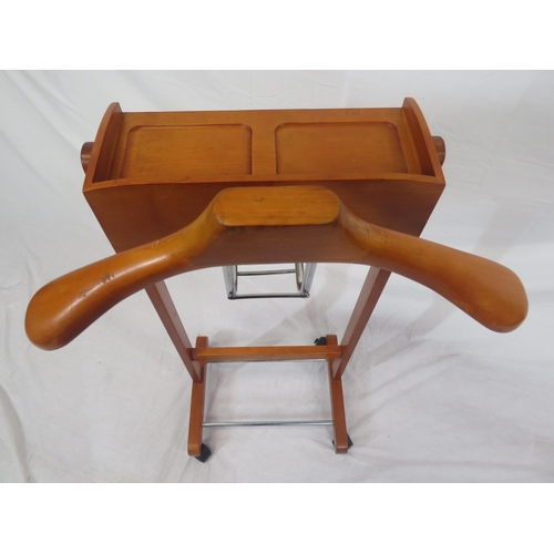 119 - Yew butlers stand with hanger, drawer and chrome rails