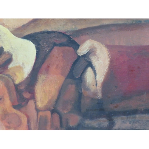 12 - Irish school 'Abstract study of Figures & Horses' oil on board 45x65cm