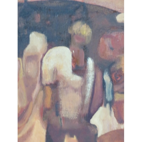 12 - Irish school 'Abstract study of Figures & Horses' oil on board 45x65cm