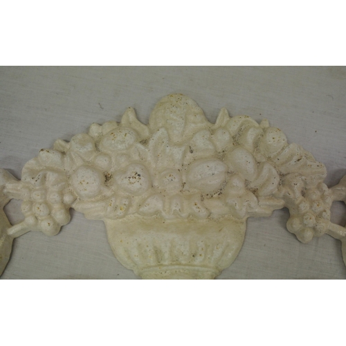 123 - Ornate cast iron wall mount with two doves and ornate foliate decoration