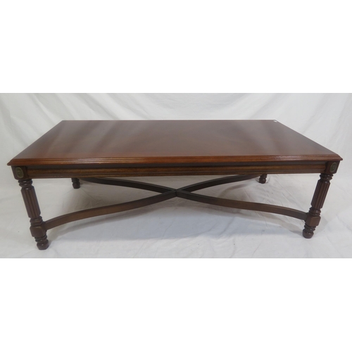 124 - Edwardian design oblong coffee table with reeded legs and stretchers