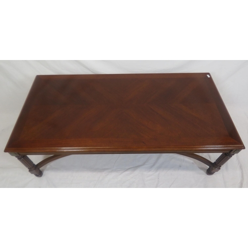 124 - Edwardian design oblong coffee table with reeded legs and stretchers