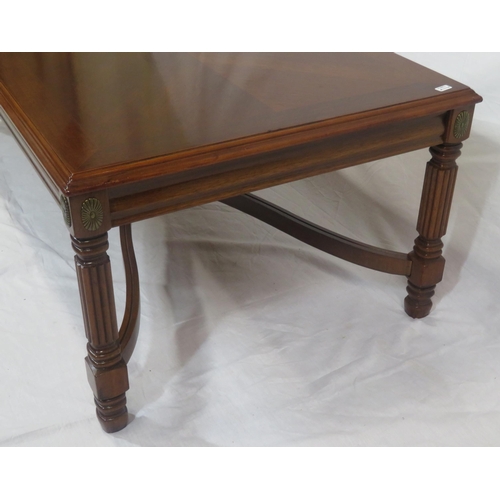 124 - Edwardian design oblong coffee table with reeded legs and stretchers