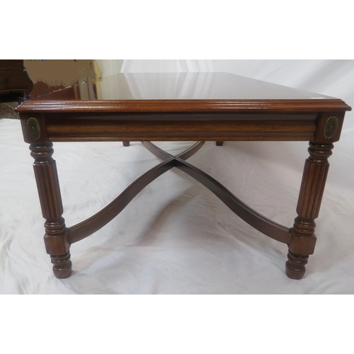 124 - Edwardian design oblong coffee table with reeded legs and stretchers