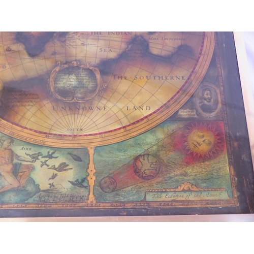 130 - Art deco style brass framed 'Globes of the World' coffee table