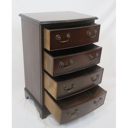 135 - Edwardian design small bowfront chest of 4 drawers with drop handles and bracket feet