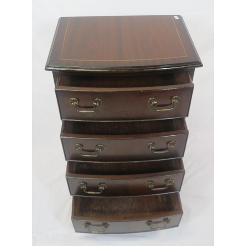 135 - Edwardian design small bowfront chest of 4 drawers with drop handles and bracket feet