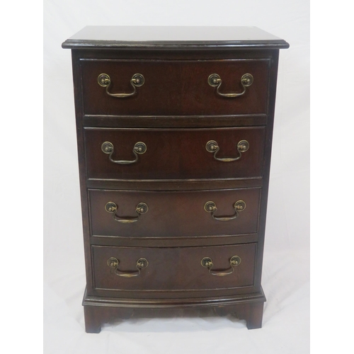 135 - Edwardian design small bowfront chest of 4 drawers with drop handles and bracket feet