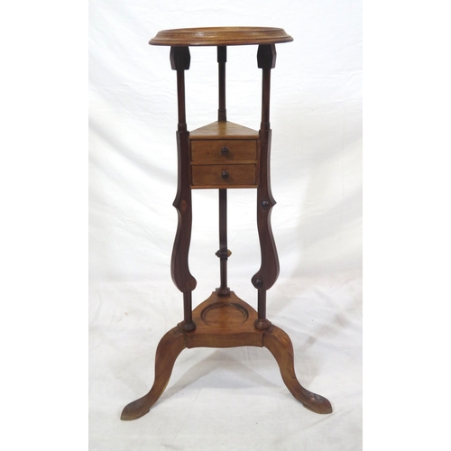 136 - Victorian style mahogany wig or jardiniere stand with 2 drawers, on cabriole legs