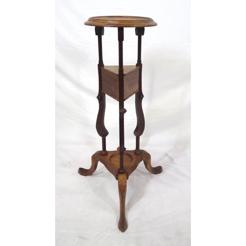 136 - Victorian style mahogany wig or jardiniere stand with 2 drawers, on cabriole legs