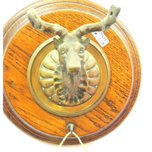 138 - Brass gong with stags head shaped backplate