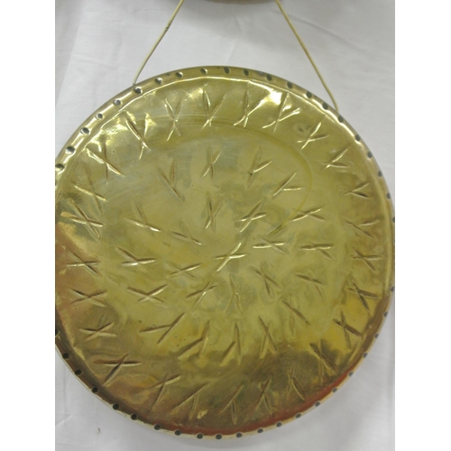 138 - Brass gong with stags head shaped backplate