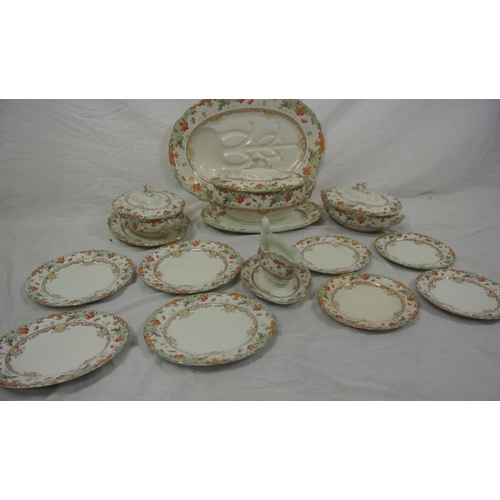 143 - 16 piece part Leighton dinner service with gilt and foliate decoration