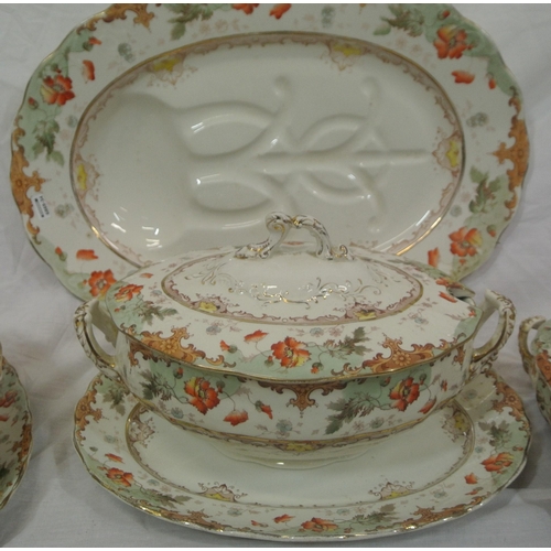 143 - 16 piece part Leighton dinner service with gilt and foliate decoration