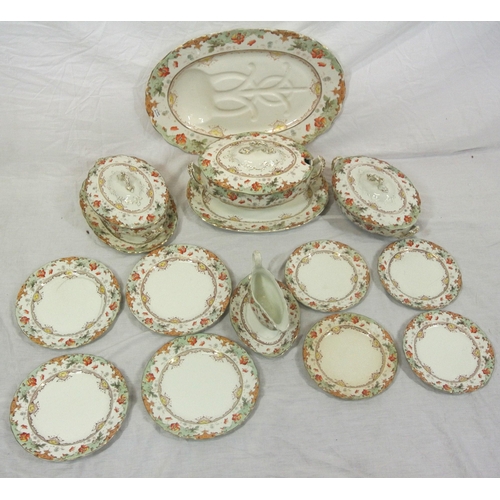 143 - 16 piece part Leighton dinner service with gilt and foliate decoration