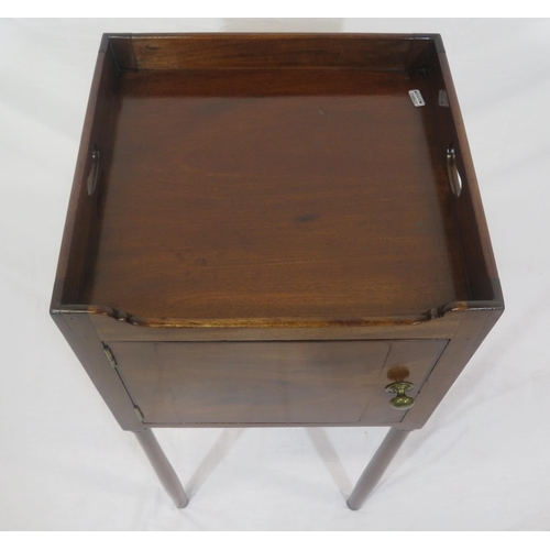 146 - Victorian mahogany locker with raised gallery, on turned legs