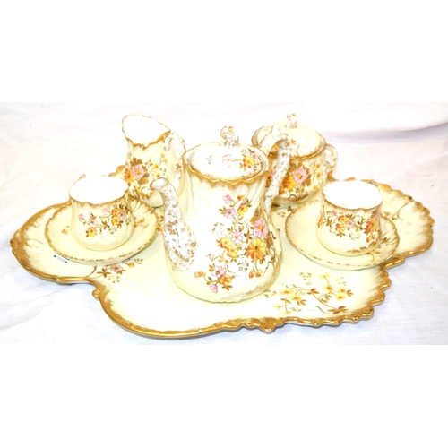 153 - Ornate Limoges 8 piece tea service with ornate gilt and foliate decoration