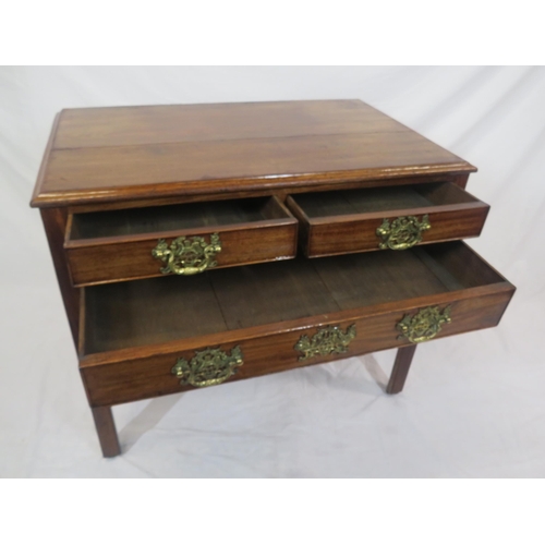 180 - Georgian mahogany lowboy with 1 long and 2 short drawers, brass drop handles with pierced backplates... 