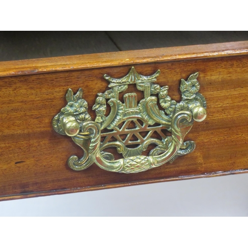 180 - Georgian mahogany lowboy with 1 long and 2 short drawers, brass drop handles with pierced backplates... 