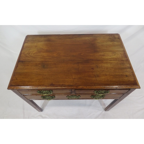 180 - Georgian mahogany lowboy with 1 long and 2 short drawers, brass drop handles with pierced backplates... 