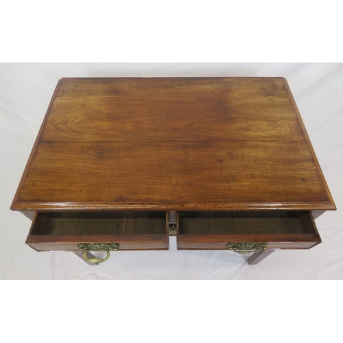 180 - Georgian mahogany lowboy with 1 long and 2 short drawers, brass drop handles with pierced backplates... 