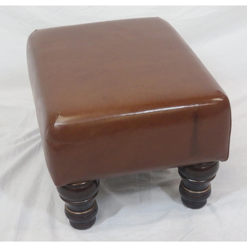 184 - Leatherette covered footstool with round legs