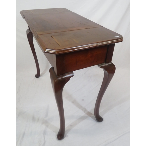 215 - Victorian mahogany desk table with fold-up tops, fitted and sectioned interior, on cabriole legs wit... 