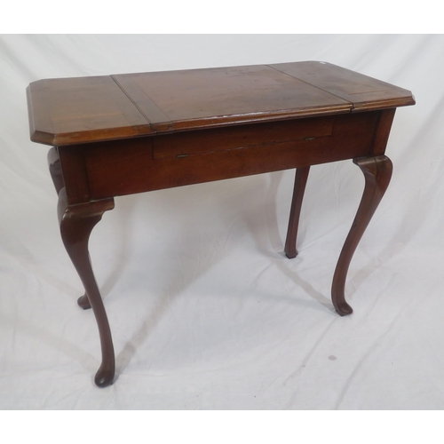 215 - Victorian mahogany desk table with fold-up tops, fitted and sectioned interior, on cabriole legs wit... 